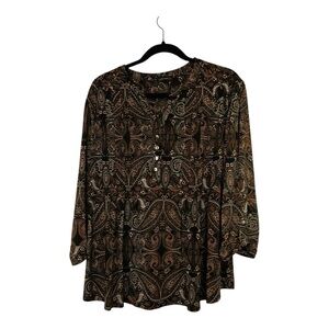 Cocomo Paisley Blouse - Black and Brown